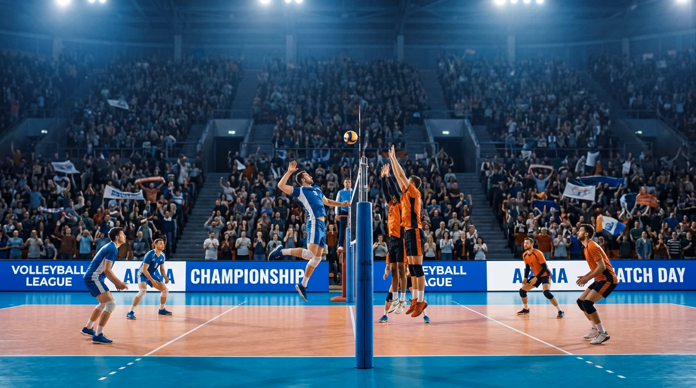 Tifo y banderas en partido profesional de voleibol — análisis sectorial 2026