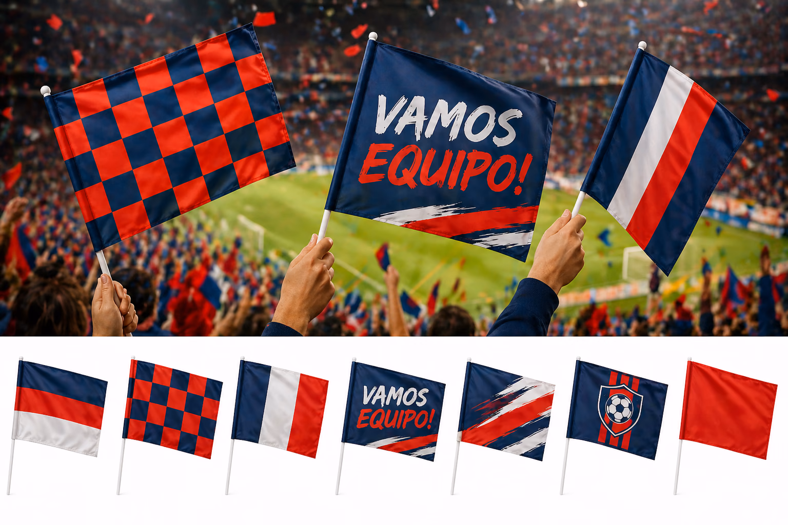 Banderas de mano supporter para tribunas