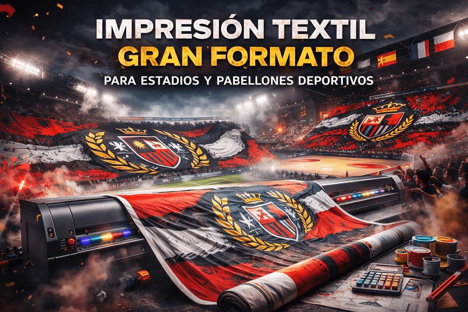 impresión textil gran formato para estadios y pabellones deportivos