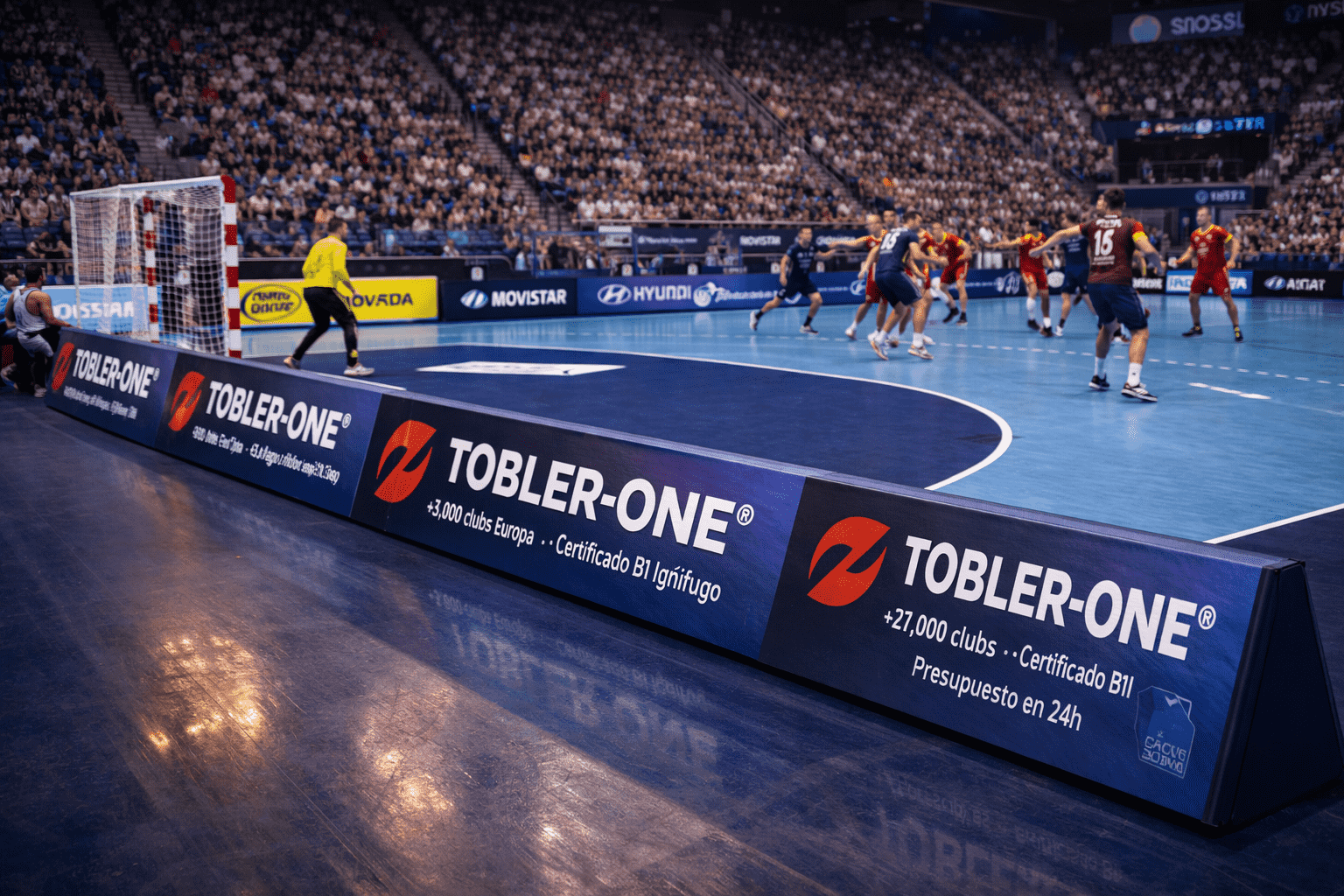 vallas publicitarias para pabellón de balonmano ASOBAL y División de Honor